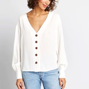 NWT Modcloth - Effortless Example Long Sleeve Blouse in Mustard Yellow